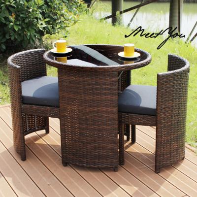 China Industrial Unique Garden Set Outdoor Furniture Rattan Garden Chairs Set Coffee Table Set For Cafe for sale