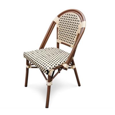 China Industrial Wholesale Retro Rattan Outdoor French Bistros Aluminum Frame Garden Chair for sale