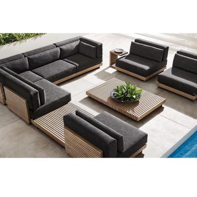 China Durable Outdoor Luxury Garden Sofa Patio Courtyard Teak and Aluminum Frame Furniture Set for sale