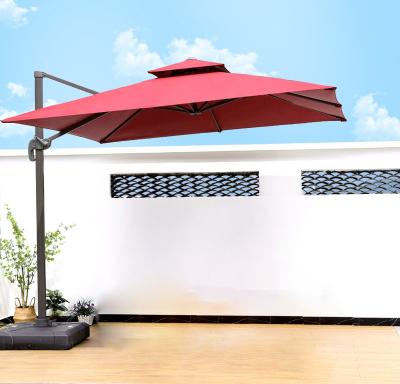 China Modern Outdoor Umbrella Garden Sun White Shaded Cantilever Patio Umbrella With Bases Parts for sale