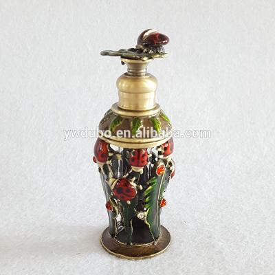 China Personal 8ml Antiqued Stainless Essential Oil Refillable Care Metal Beetle Perfume Bottle Copper Cap Bar Tube Glass Bottle#51147 for sale