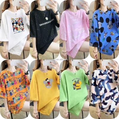 China $1.1 Factory Wholesale Anti-Wrinkle Women's T-shirt 2021women's Apparel Printed T-shirts In Low Price Summer Running T-shirts for sale