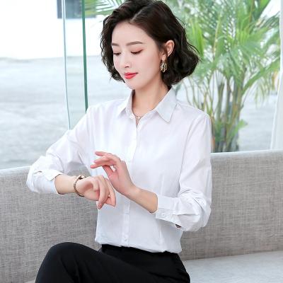 China New Women's Cotton Long Sleeve Shirt Breathable Slim Fit Slimming Temperament Superior Formal Wear Workwear Business White Shirt for sale