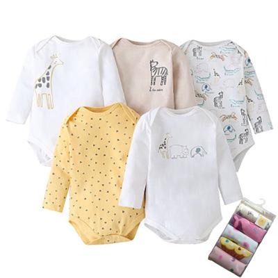 China Cozy Baby Clothes In-Stock Product Unisex Long Sleeve Jumpsuit Infant Jumpsuit Spring Autumn 5 Pieces Set Baby Romper 2021 for sale