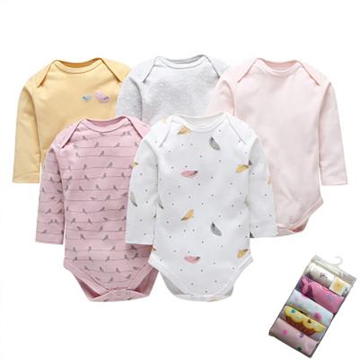 China Cozy Baby Clothes Spring Autumn Long Sleeve 100% Cotton Bodysuit Newborn Boy Girl 5 Pieces Set Infant Onesie Toddler Rompers Baby for sale