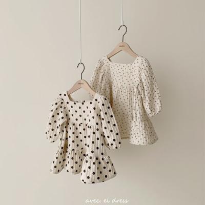 China Korean Polka Dot Floral Baby Girls Dress Style 2021 New Arrivals Dry Cleaning for sale