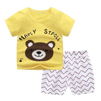 China 2021 QUICK DRY Children's Suit Cotton Girl Summer Clothes Boy T-shirt Baby Short Sleeve Baby Clothes Korean Children's Clothing for sale