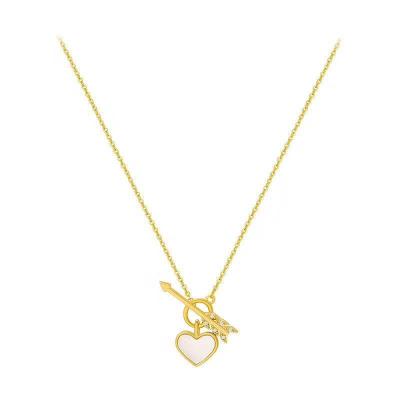 China Lasting Symphony Shell Peach Heart Pendant Necklace an arrow through the heart lock necklace for woman girls lover for sale