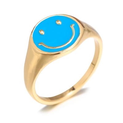 China Cute Colorful Smiley Open Ring Simple Size Index Finger Adjustable Ring For Women Girls for sale