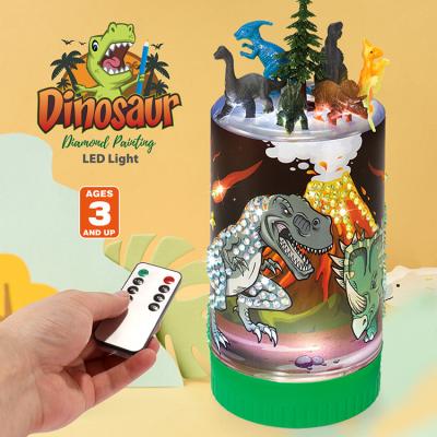 China Children DIY Diamond Painting Night Light Remote Control DIY Toy Set for Children Cartoon Dinosaur LED Diamond Painting Night Light for sale