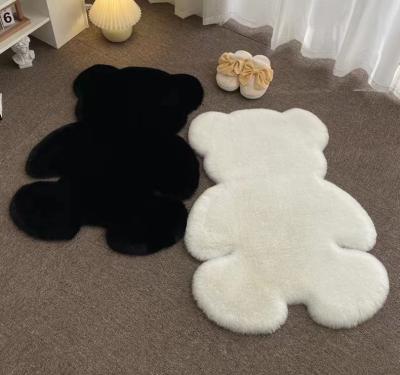 China Damon Bear Shaped Shaggy Carpet Mat Non Slip Artificial Non-Slip Room Decor For Living Rabbit Fur Area Rugs for sale