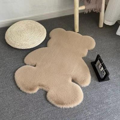 China Non-Slip Luxury Thick Plush Cartoon Animal Bear Shaped Rugs And Carpets Living Room Blanket Bedroom Door Mat Faux Fur Blanket Baby Room Blankets for sale