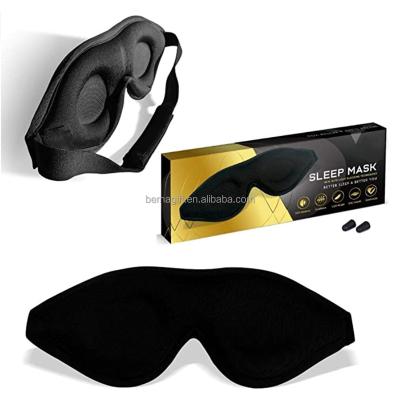 China whosale unisex Amazon Anti-wrinkle 3D contoured cup sleep mask blindfold with ear sleep eye mask set for sale