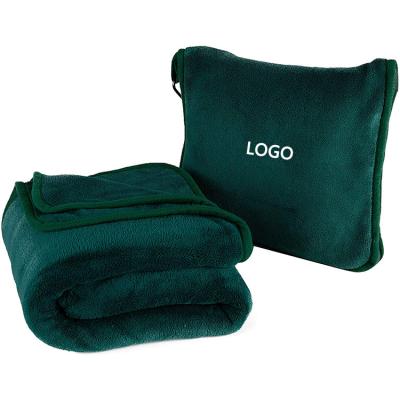 China Soft Foldable 2 in 1 Pillow Air Conditioning Travel Blanket with Hand Luggage Belt for sale