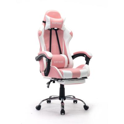 China (Size) Princess Leather Revolving Adjustable Hot Selling Soft Pink PC Game Chair For Girls for sale