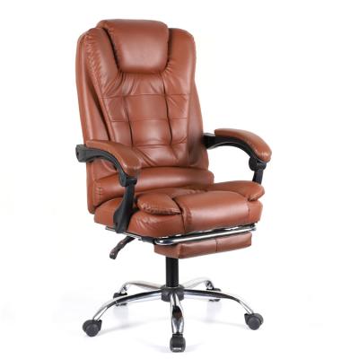 China (Height) Adjustable Luxurious Back Atmo & Brown Comfort High Leather Office Chair With Headrest for sale