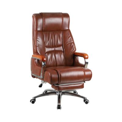 China Best Selling Adjustable Boss Executive Super Soft Brown (Height) PU Swivel Leather Office Chair With Footrest for sale