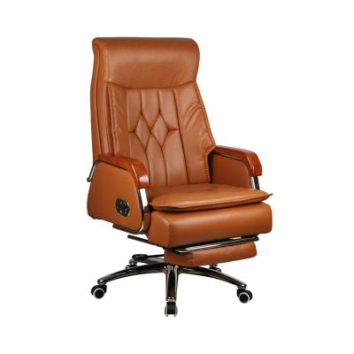 China Luxury Design Boss (Height) Adjustable Swivel Home Office Brown Executive Chair with Footrest for sale