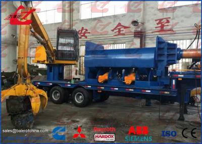 China 86kW Scrap Car Logger Baler , Mobile Baler Metal Baling Press With Tailer And Grab for sale