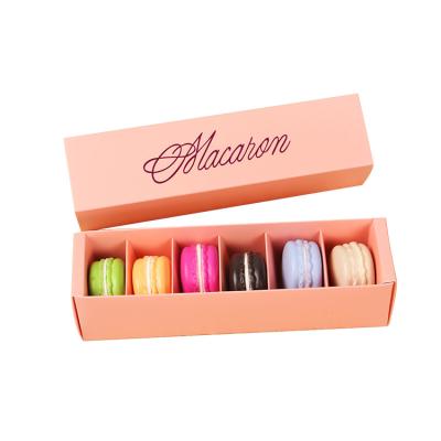 China Recyclable Shiny Lamination Logo 1 Tier 6 Custom Dividers Pink/White/Colored Sweet Boxes Macron Box Macaroon Boxes Package For Candy for sale