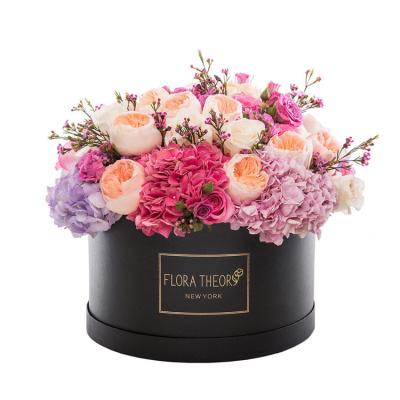 China 2020 Handmade Rose Gold Black Round Flower Rose Box / Preserved Flower Box for sale