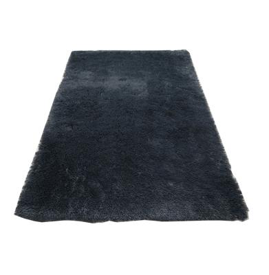 China Non Slip Living Room Dark Gray Fur Rug With Flush Pile for sale