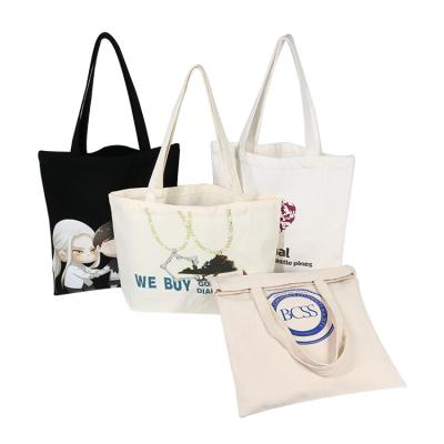 China Custom Eco-Friendly Full Cotton Color Advertising Logo Printing Environmental Protection Canvas Tote Bag With Pocket for sale