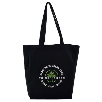 China Wholesale Black Folding Handle Canvas Bag Custom Print Promotional 100% Cotton Canvas Tote Bag Blank Cotton Canvas Bag for sale