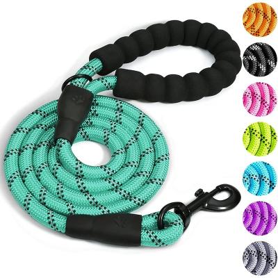 China 5ft Strong Reflective Nylon Dog Rope Leash With Comfortable Padded Strong Reflective Handle Leads Dog Leashes for sale