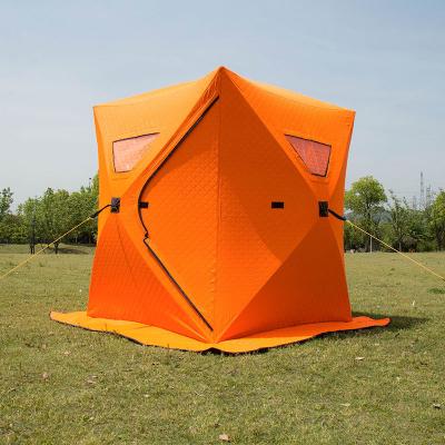 China OEM Portable Shelter Cube Winter Outdoor 3-4 Person Warm Pop Up Custom Tent Entertainment Camping Pop Up Ice Sauna Fishing Tents for sale