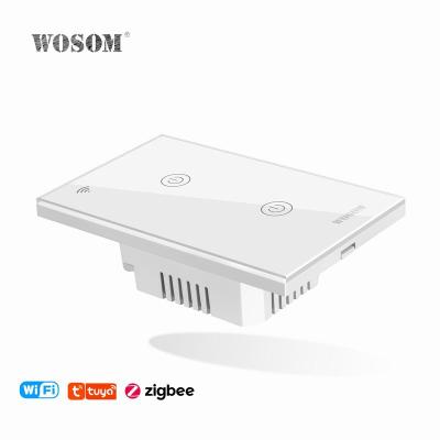 China 2Gang 1Way Ewelink Lamp Switch Easy Standard Glass Panel APP Discount UTSW2 USA Sample Installation WIFI Remote Wall Switch for sale