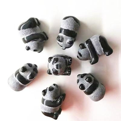 China New Arrived Europe Folk Crafts Gemstone Obsidian Crystal Carving Black Panda For Feng Shui Decoration for sale