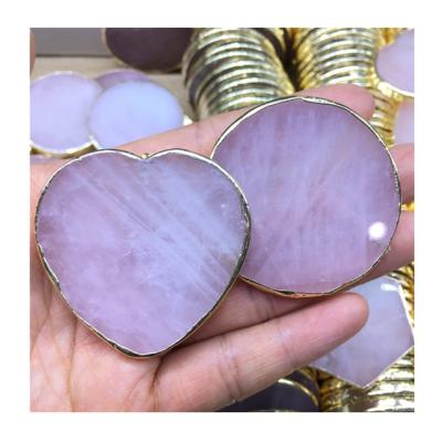 China Europe Newcomer Beautifully Polished Folk Crafts Crystal Natural Pink Rose Mini Quartz Crystal Coaster For Home Decoration for sale