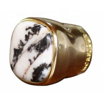 China Non Spill Gold Metal Zamac Marble Perfume Cap Engraved Stone Perfume Cap Custom For Perfume Bottle for sale