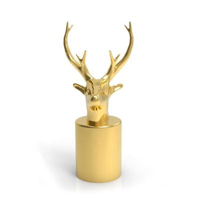 China Non Spill Best Selling Animal Deer Shape Gold Color Zamac Perfume Cap For Glass Bottle FEA15 for sale