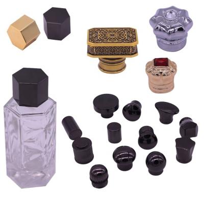 China Non Spill Zamac18mm Metal Caps Overcaps Black Perfume Caps For Perfume Bottle for sale