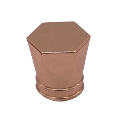 China Non Spill Metal Zamak Hexagon Fashionable Perfume Covers Custom Perfume Bottle Lid Cover Cap for sale