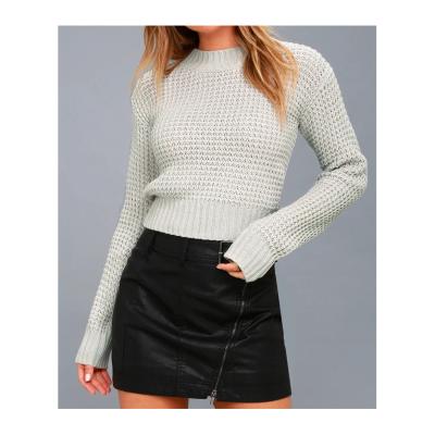 China Anti-wrinkle 2022 Autumn Winter Female Black White Solid Color Crewneck Knitted Sweater Tops Quality Pullover Knitted Clothes For Ladies for sale