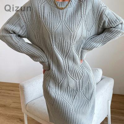 China Anti-wrinkle Worldealshop OEM Women's Fashion Sweater Dresses Round Neck Women Casual Dresses for sale