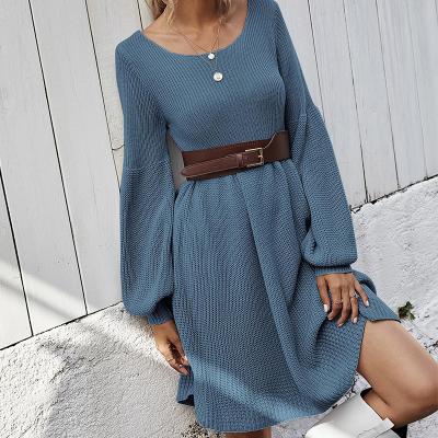 China Anti-wrinkle New Women Fashion Clothing Woman Casual Sweater Dresses women clothing winter knit Solid Long Sleeve Ladies Christmas Dress for sale