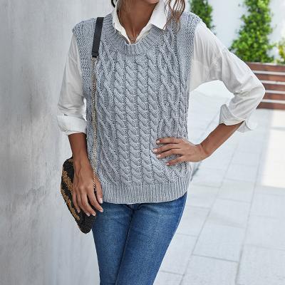 China Anti-wrinkle High Quality Fall Winter Sleeveless Solid V Neck Vest Sweater Knit Sweater Vest Women for sale