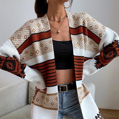 China Anti-wrinkle Wholesale Sweater Long Thick Knit Women Oversized Open Front Colorful Crochet Cardigan Winter for sale