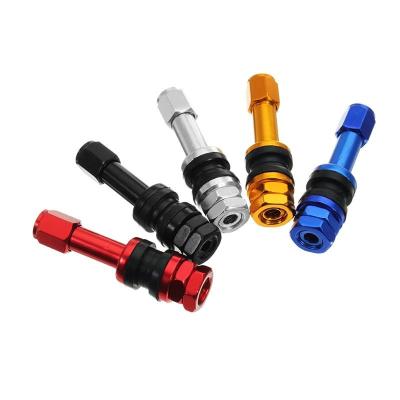 China Colorful Aluminium Car Tyre Valve Stem Straight Mouth With Black Dust Caps for sale