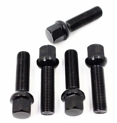 China Black Ball Seat Wheel Lug Bolts 2.75 Inch 45mm Shank Length 17mm Hex For Mercedes for sale