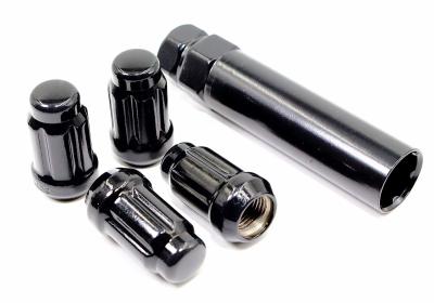 China Chrome Finsh Locking Wheel Nuts Black Spline Drive Tuner Lug Nuts Conical Seat 12 X 1.5mm for sale