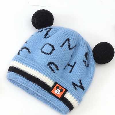 China 2021 Autumn Kids Cartoon Animal Dobby Mouse Beanie Hat Baby Winter Warm Dobby Hat With Mouse Ears Warm Knit Bucket Hat for sale