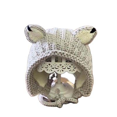 China Wholesale Custom Babies and Boys Knitted Hat Autumn Winter Crochet Animal Earflap 2021 Lovely Dobby Earflap for sale