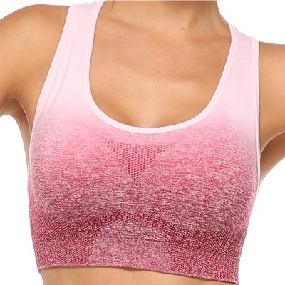 China Classic Breathable Seamless Runner Sports Bra Gradient Color Yoga Bra Women's Back Sportswear Crop Top for sale