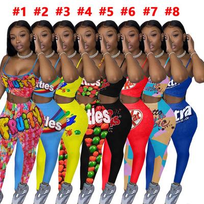 China Activewear Breathable Women Biker Tight Tight Candy Legging Set 2 Piece Keel Two Piece Candy Set Snack Pants for sale