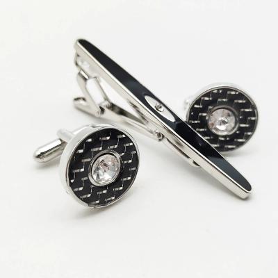 China Commerce Diamond cufflinks tie clip set Gift box High-end cufflinks banquet dress Metal copper diamond for sale